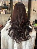 ロングヘア、ワインレッド、レッドブラウン、艶カラー、