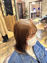 ヘアー クリエイト カルバリ(HAIR CREATE Calbari)&nbsp;切りっぱなし×オレンジブラウン