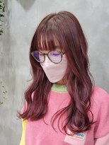 テトヘアー(teto hair) 韓国ヘア　くびれヘア　暖色カラー　ピンク　赤　ブリーチなし