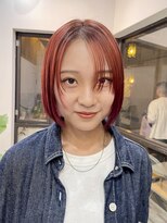 ナループロアオハナ(Nalu pu loa ohana) ボブ/ブリーチカラー/レッドカラー/顔まわりカット