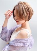 【Lond佐野】グレーベージュ ショートボブ 小顔ショート 韓国