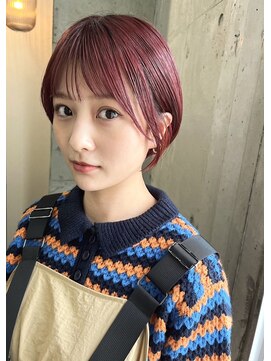 ラニヘアサロン(lani hair salon) 耳掛けショート/レッドピンク/ショートカット/マッシュショート