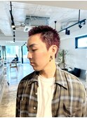 ボウズハイトーンカラー赤髪ボルドーヘアーケアブリーチカラー