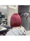 イメチェン/レッドブラウン/フルバング/似合わせカット/海老名駅