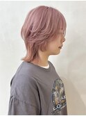 ウルフ/ウルフカット/ 襟足長め/ホワイトピンク担当岩崎