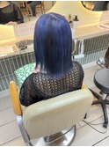ハイトーン ブルー デザインカラー ケアブリーチ ボブ 横浜★