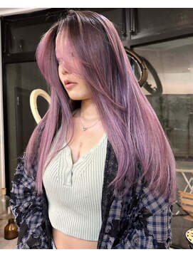 ヌエン 渋谷(NU/EN) 春のトレンド外国人風バレイヤージュと透け感ラベンダーピンク