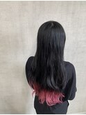 グラデーションピンク　裾カラー　ペールピンク　ホワイトピンク