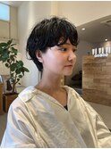 ゆるパーマ/ショート/暗髪/くせ毛風