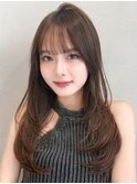 似合わせカットココアベージュ外ハネボブうるツヤセミディ