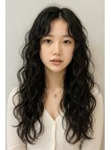 韓国ヘア/ダークアッシュ/ミディアムレイヤーカット/韓国パーマ