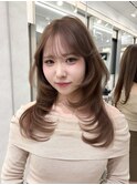 a243 レイヤーカットブリーチなしカラーグレージュヘア韓国ヘア