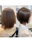 丸みショート　メルティカラー　髪質改善