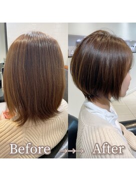 ラブクロムトーキョー オモテサンドウ(LOVECHROME OMOTESANDO) 丸みショート メルティカラー 髪質改善