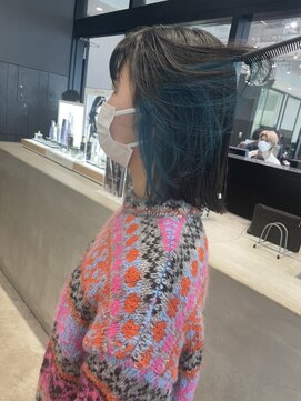 クシュ 所沢西口プロぺ通り(kusyu... ) ハイトーンカラーボブウルフココアベージュ黒髪グレージュカラー