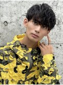 ソフトツイストパーマ刈り上げマッシュショートレイヤーメンズ