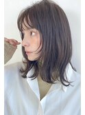 顔周りレイヤー姫カットこなれミディワンカールシアーカラー前髪