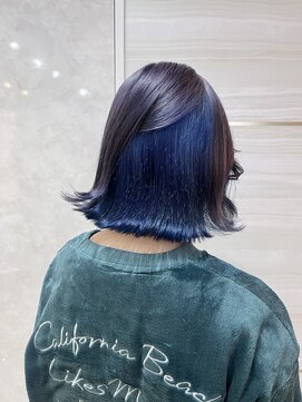 エルバイラビス 大宮(elu by lovis) 【SYUYA】ラベンダーグレー×ブルー/インナーカラー/ブリーチ2回