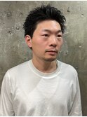 刈り上げ無し 黒髪 短髪 スパイキーショート メンズショート