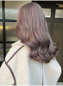 グレージュ切りっぱなしボブ前髪ありミニボブミルクティベージュ