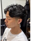 テーパーフェードサーフカールパーマバックスタイル