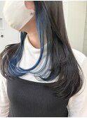 色落ちが綺麗!隠せるバレないインナーカラーブルー 表参道