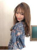 チョッピーバング/ネイビーグレー/ぱっつん前髪/マットブラウン