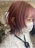 ウルフ/ピンク/インナーパープル/人気／ウルフスタイル／藤本