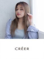 クレール 塚口店(CREER)&nbsp;★ワンカールの小顔レイヤーカット（前髪なし）アッシュオリーブ