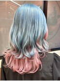 【アクアブルー×ピンク/ダブルカラー】