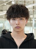 仙台メンズマッシュセンターパートシャドウパーマ緩め強め20代◆