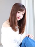 つややかストレート/ニュアンスカラー/前髪パーマ