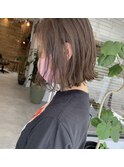 肩上ロブ×アッシュベージュ+インナーラベンダー