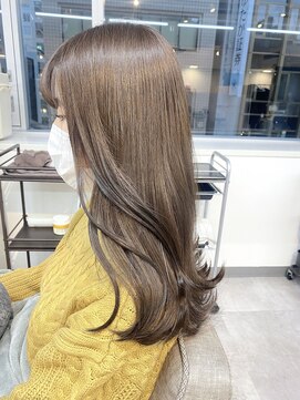 ミョンシル ブリーチなしミルクティーオリーブグレー