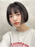 ナチュラルボブミニボブ前下がりボブ黒髪ショートボブ20代30代