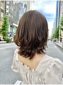 ミディアムレイヤー/レイヤーカット/銀座/くびれヘア/ベージュ