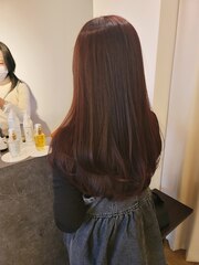 ロングヘア/レッドカラー/ナチュラル/艶髪