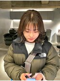 デザインカラーレイヤーカットウェットヘア夏オリーブベージュ