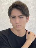 フェザーパーマ/グレーブルーカラー/刈り上げショートパンク