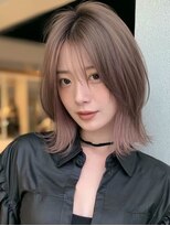ロッソ 大橋店(Rosso) ローズグレージュの流しボブ【大橋】