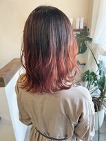 ヘアーサロン リベット(hair salon Libett)&nbsp;【☆】アプリコットオレンジグラデーションカラー/外ハネボブ