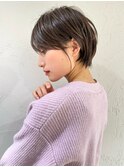 前髪あり耳掛け丸みくびれショートボブ20代30代40代50代（蘭）