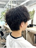 ツイストスパイラルパーマメンズマッシュ刈り上げ　奥東巧真