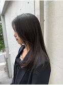 韓国顔まわりレイヤーカットグレージュオリーブベージュブラウン