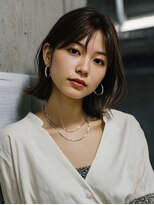 ロッソ 大橋店(Rosso) 流しバングの暗髪外ハネボブ【大橋】
