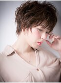 ふわくしゅくせ毛風小顔マニッシュショートw戸頭/20代/30代/40代