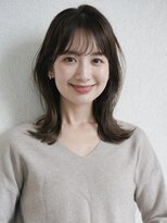 ガーデン オオタカノモリ(garden otakanomori)&nbsp;ナチュラルな外ハネくびれミディアム前髪あり×艶ブラウンカラー