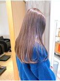 Say.ロングレイヤーホワイトグレージュミニウルフお団子ヘア