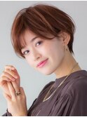 マッシュショート 大人可愛い うる艶髪 暖色系カラー 30代40代