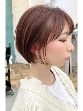 ロミー 本厚木(ROMMY.) 小顔サイドバング☆ピンクベージュxショートボブ